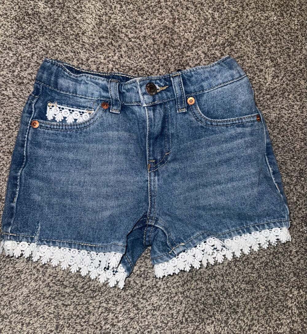 Levi's Girlfriend Shorty Shorts with Lace Trim
